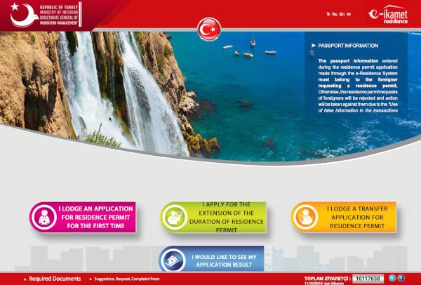 Apply for Turkish residency permit online. Official government website