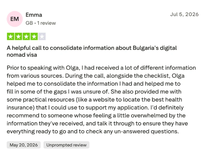 Olga Pro Bulgaria Relocation review 2026